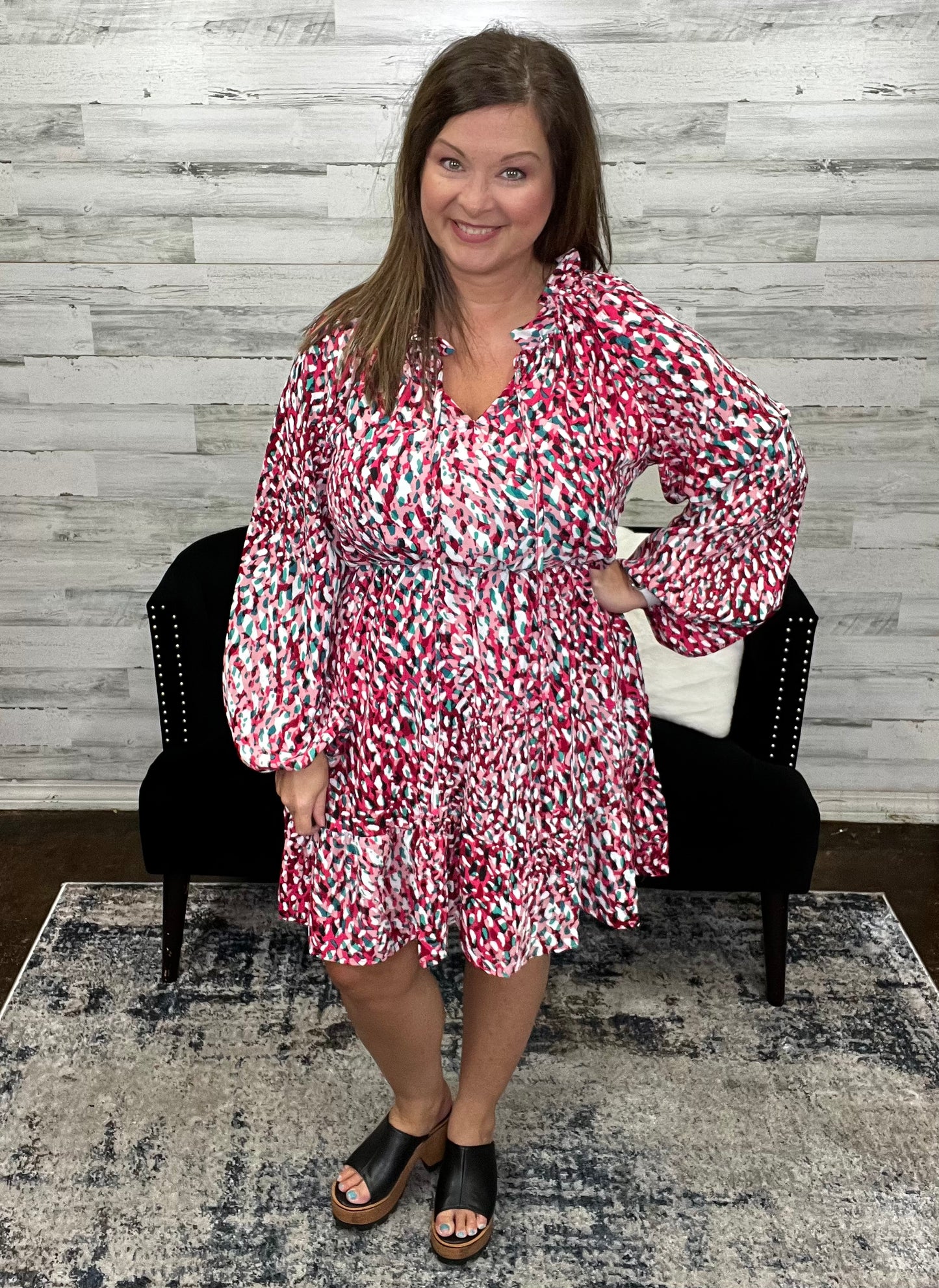 Animal Abstract Print Dress, Magenta