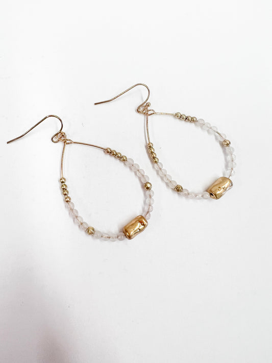 Beaded Natural Stone Dangle Earrings