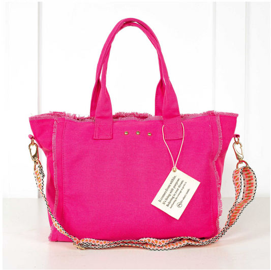 Fringe Canvas Crossbody Tote Bag