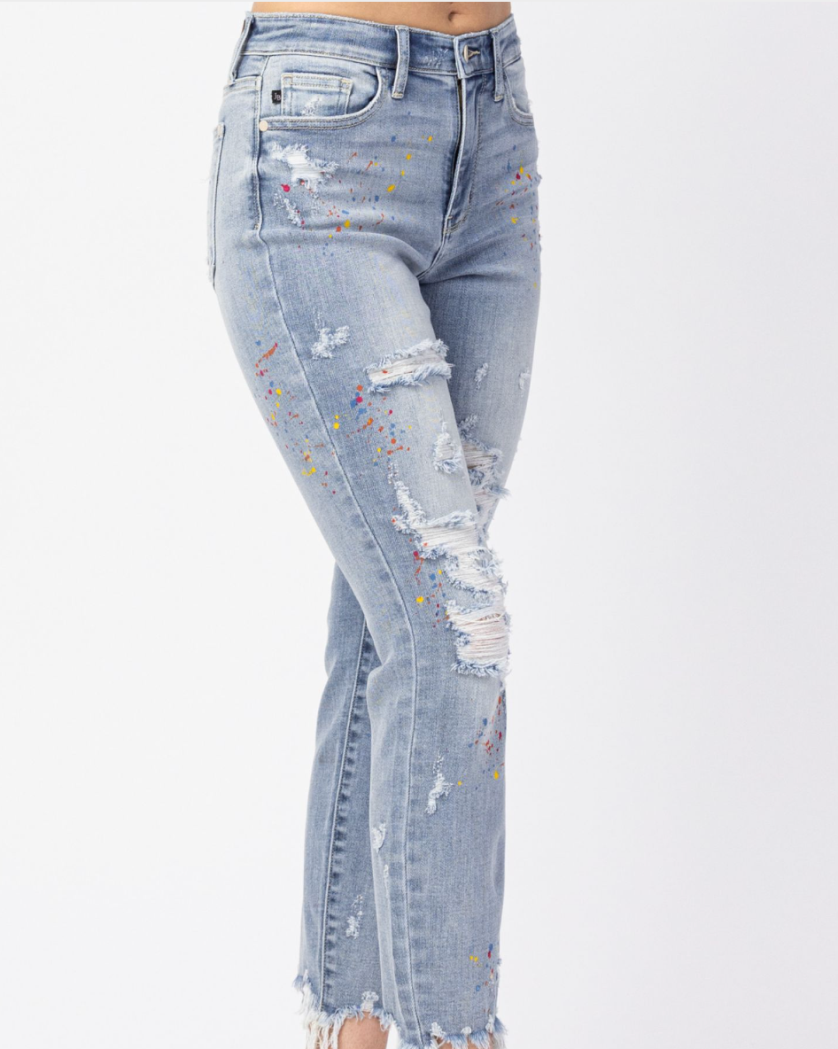 Splatter Paint Destroyed Jeans