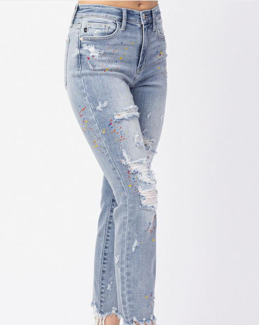 Splatter Paint Destroyed Jeans