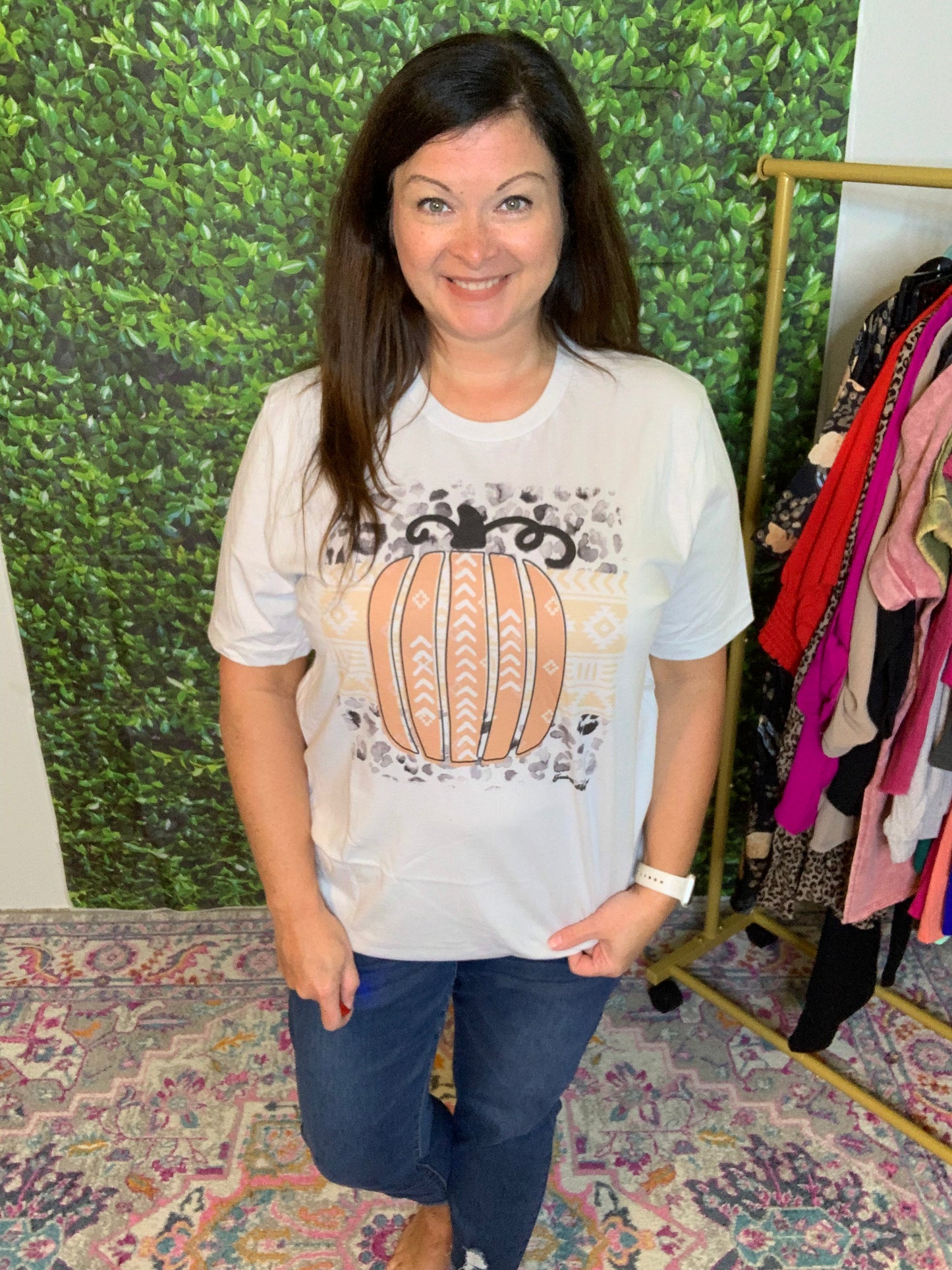 Aztec Watercolor Pumpkin Tee Shirt