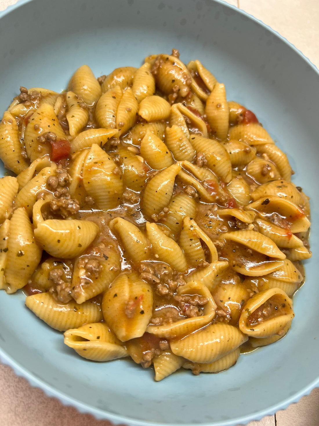 Instant Pot goulash with ground beef and pasta in a bowl