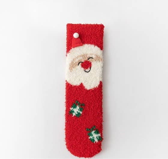 Cozy Holiday Christmas Character Fuzzy Crew Socks