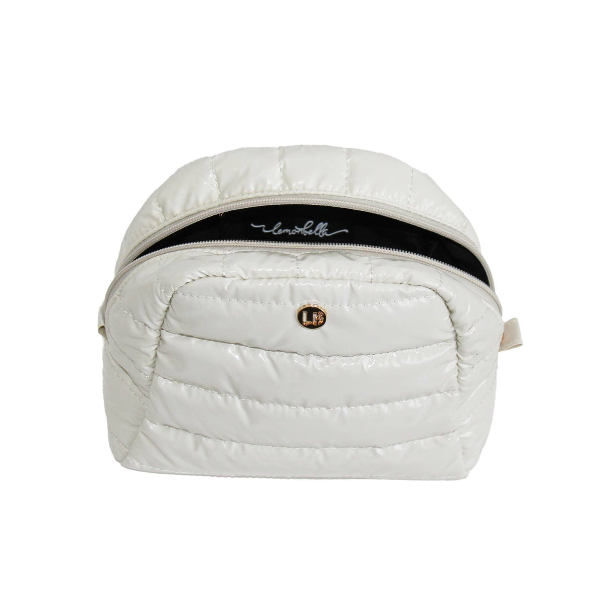 Cosmetic Puffer Makeup Travel Bag Eggshell light Cream