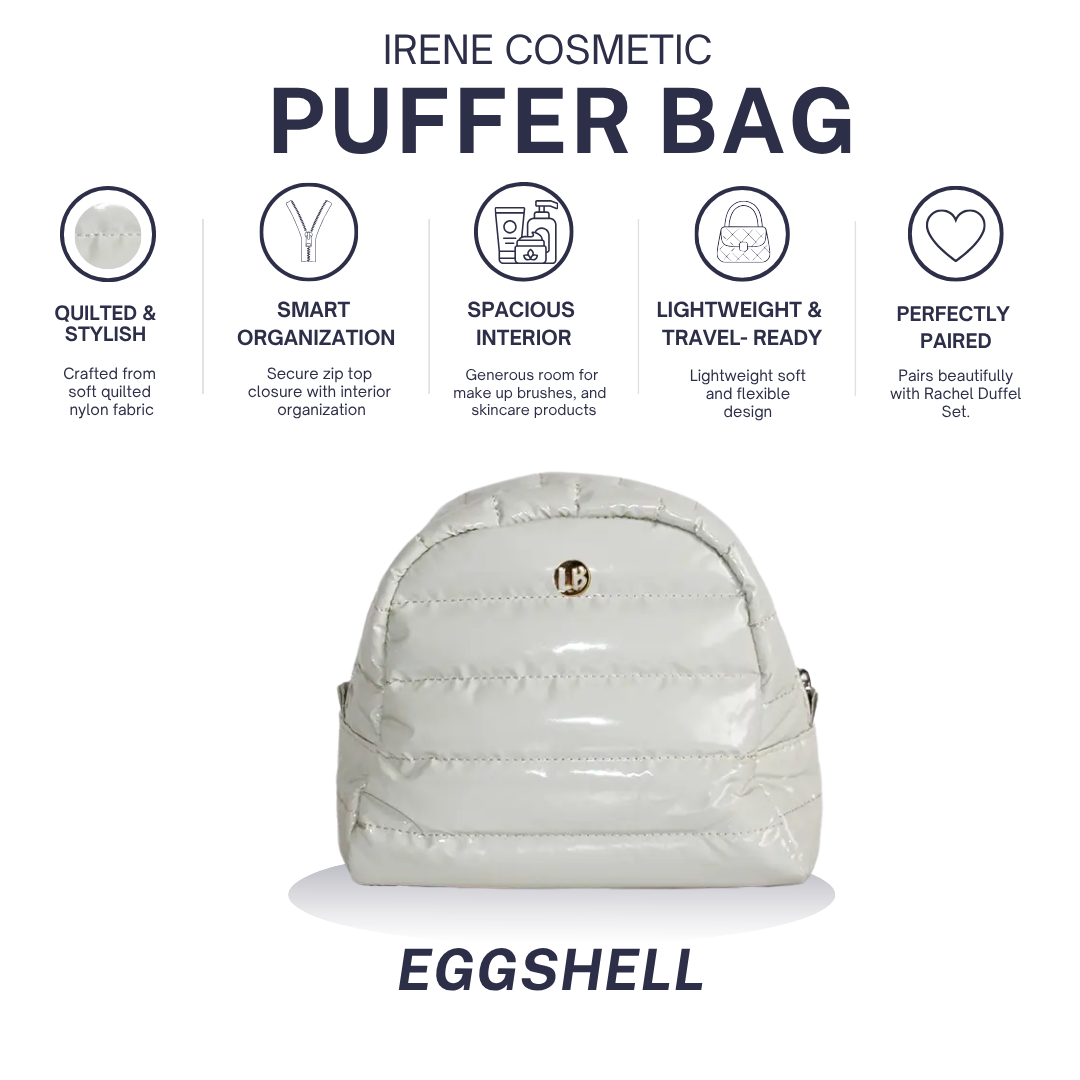 Cosmetic Puffer Makeup Travel Bag Eggshell light Cream