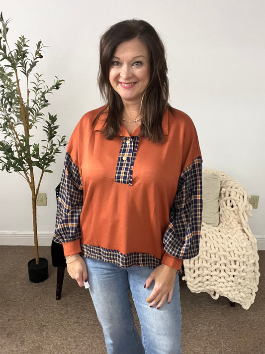 Pumpkin Patch Plaid Pullover