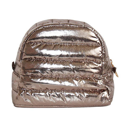Cosmetic Puffer Makeup Travel Bag Metallic Gold