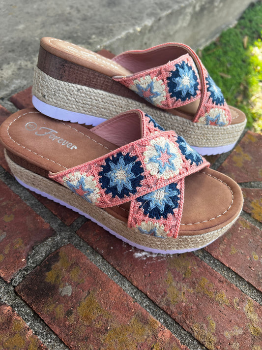 Espadrilled Platform Crochet Sandal