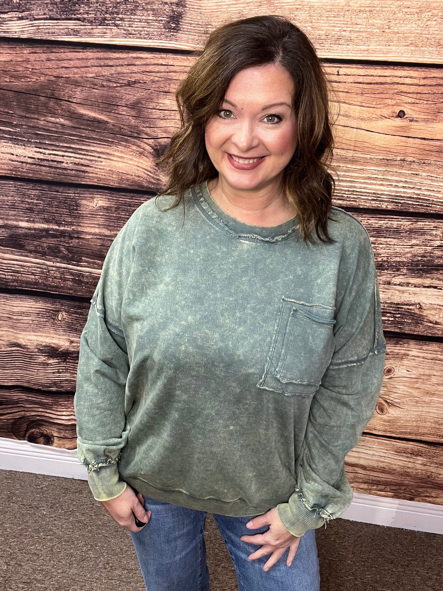 Acid Wash Pullover 1X-3X