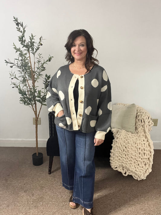 Spot On Style Button Cardigan