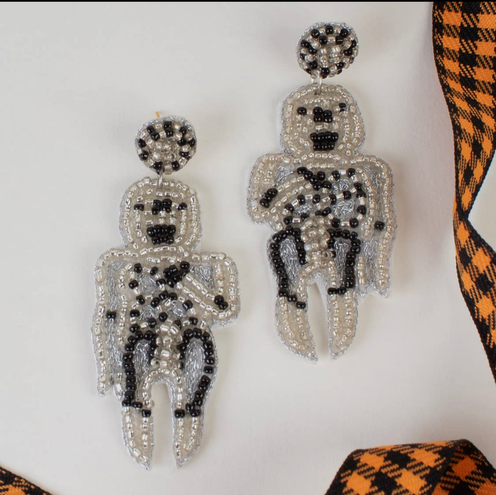 Beaded skeleton earrings