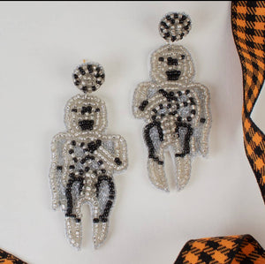 Beaded skeleton earrings