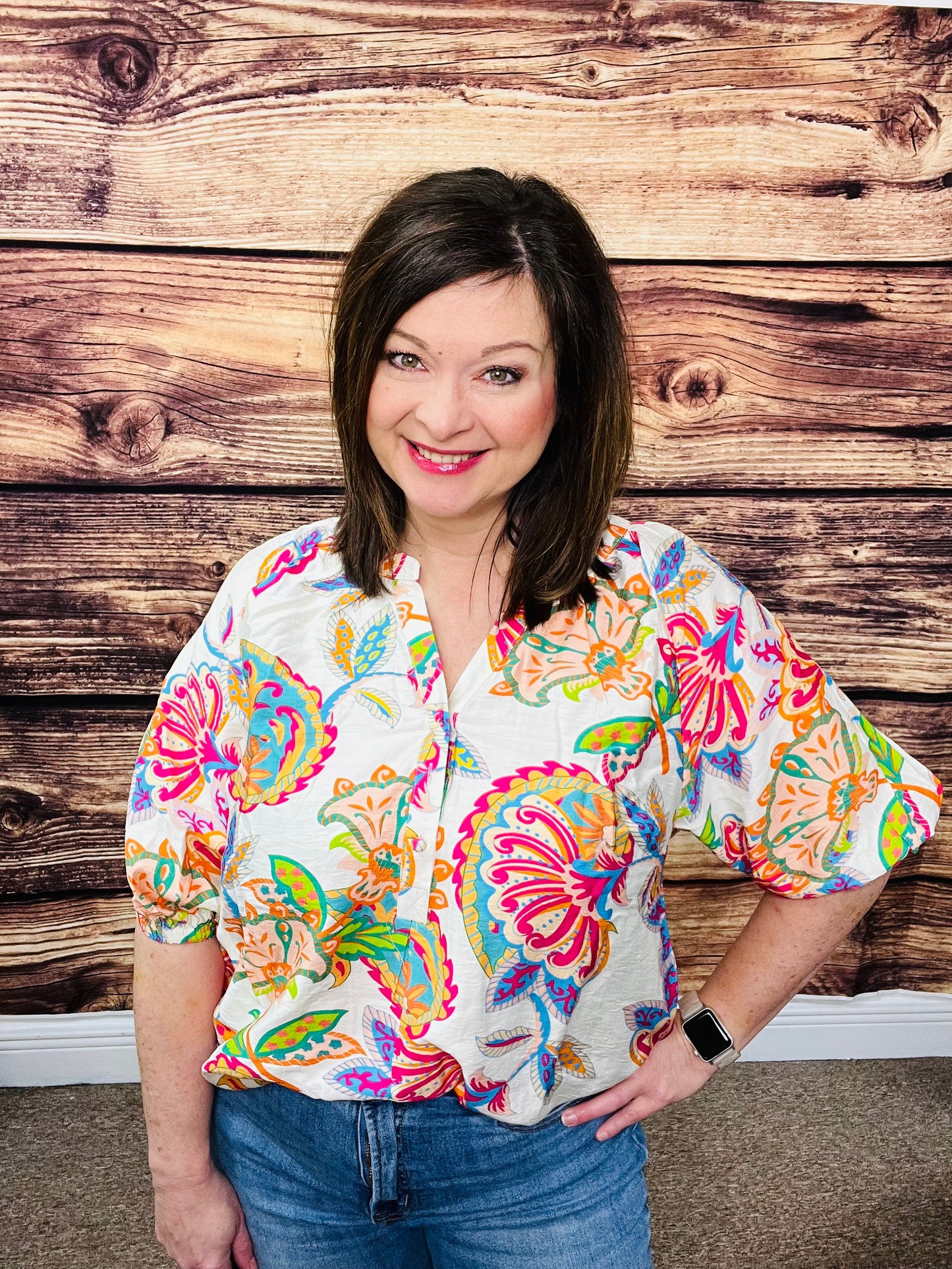The Harper Paisley V-Neck Top