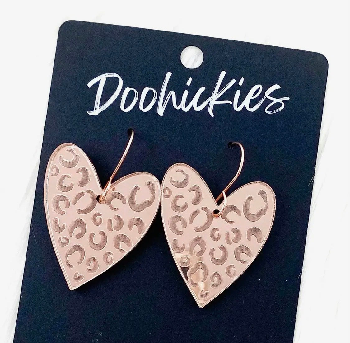 Leopard Mirror Hearts Earrings