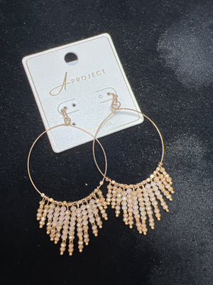 Beaded Tassel and Ring Earrings