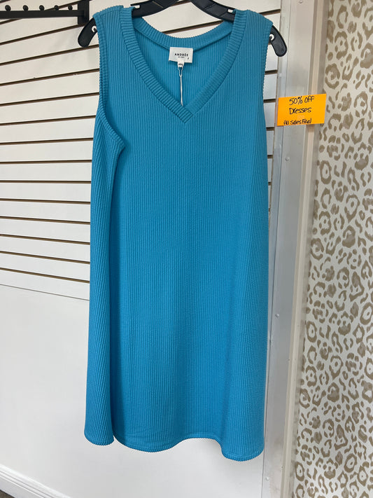 Ribbed V-Neck Dress