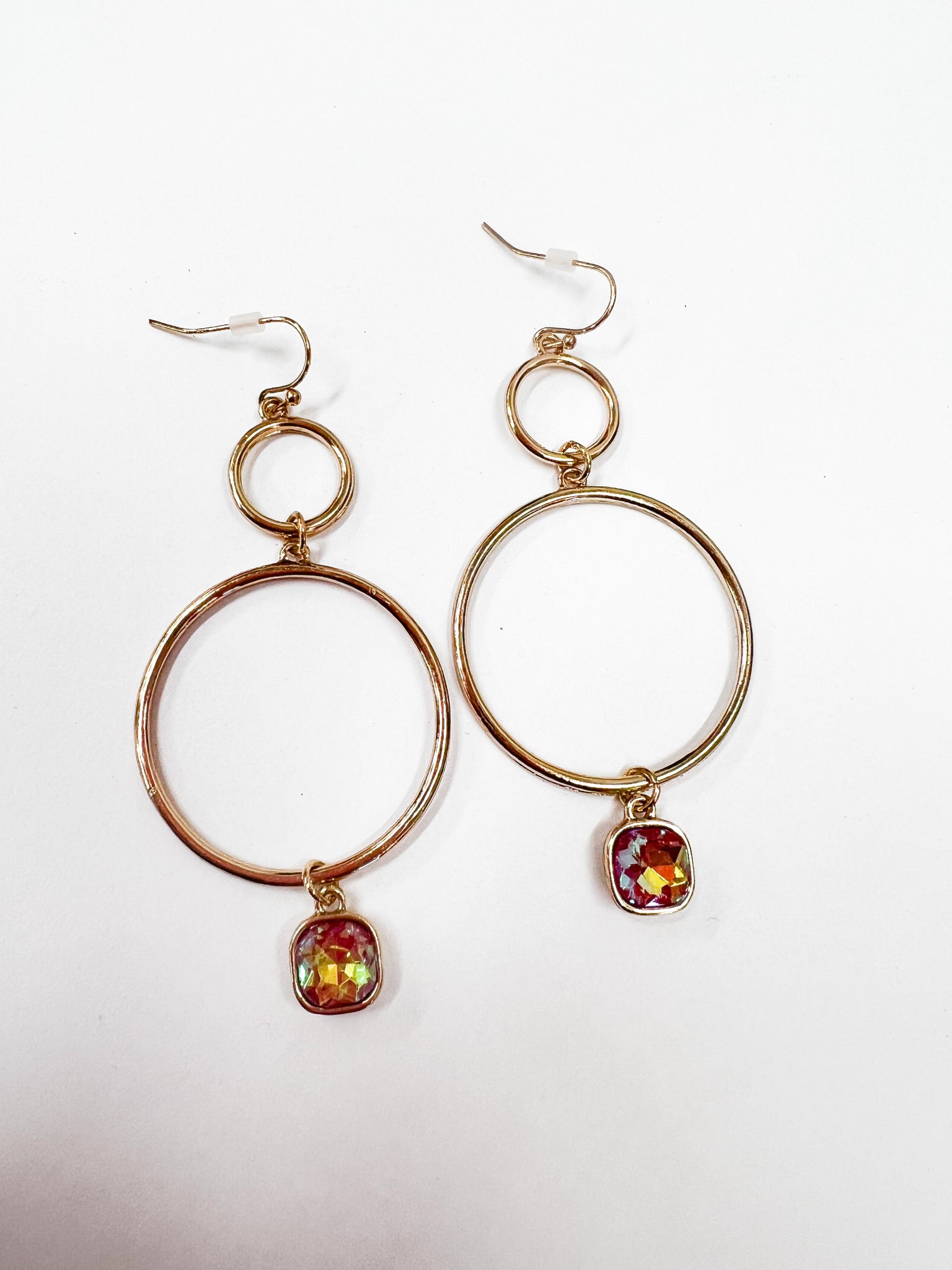 Gem Stone Hoop Earrings