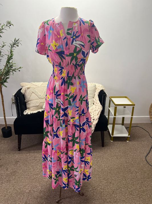 Floral Print Smocked Maxi Dress