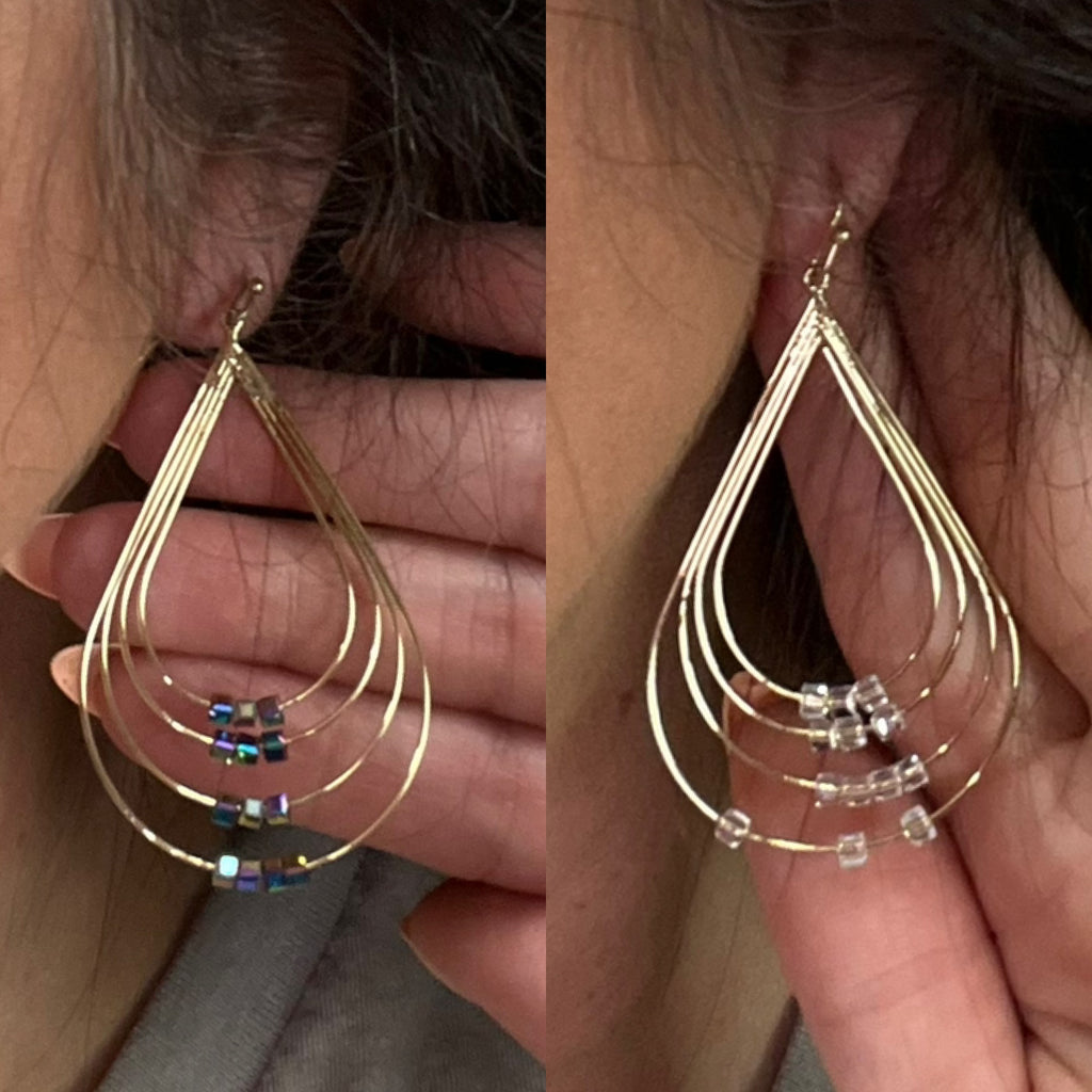 Layered Teardrop Earrings with Glass Beads