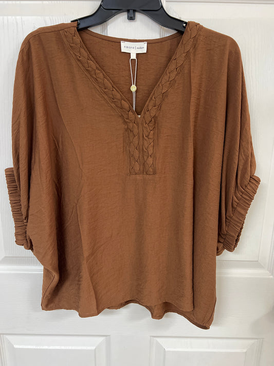 T26938-Caramel Dolman Sleeve Top