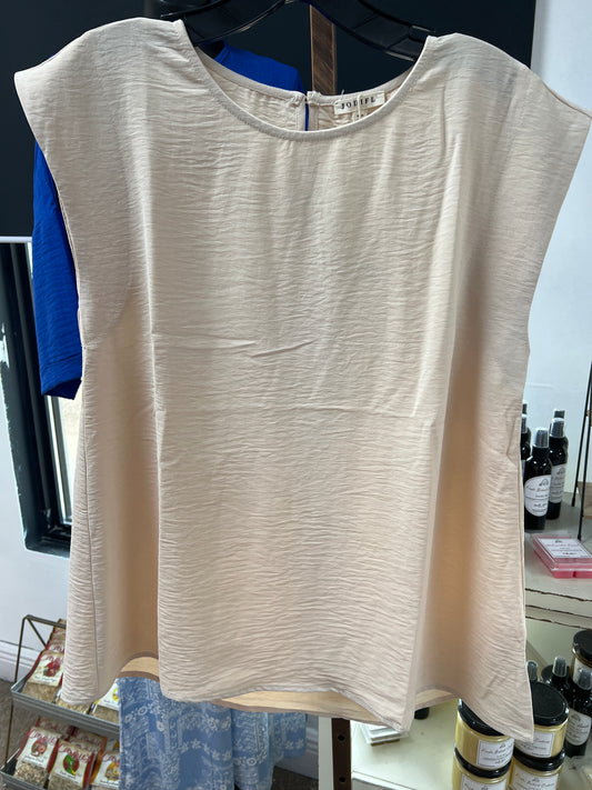U-Neck Solid Top, Oatmeal