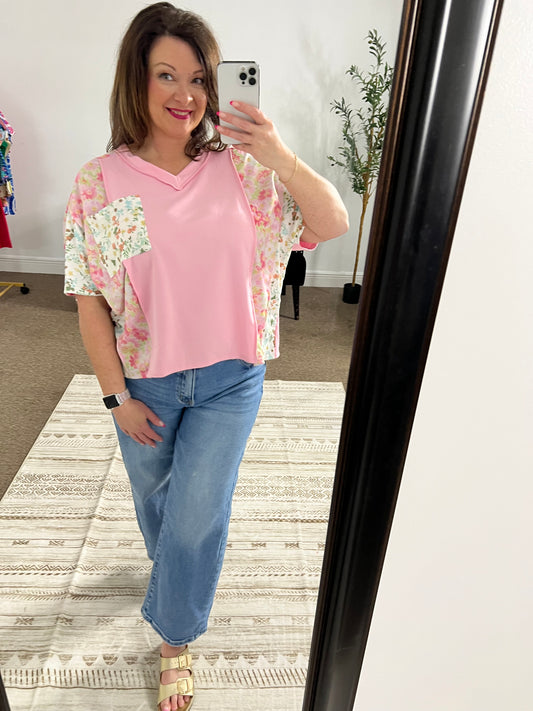 Sweet Moments Floral Contrast Top