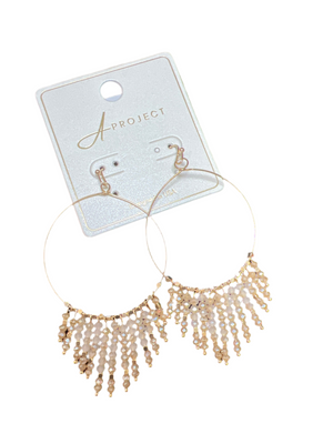 Beaded Tassel and Ring Earrings