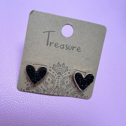 Dainty Heart Druzy Studs