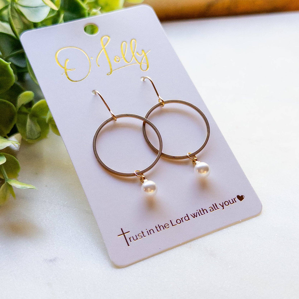 Gold Hoop & Pearl Dangle Earrings