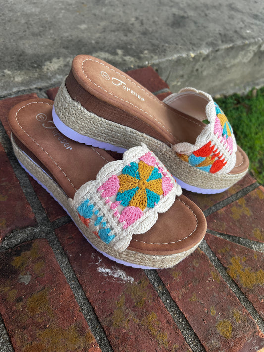 Platform Slide Crochet Sandals