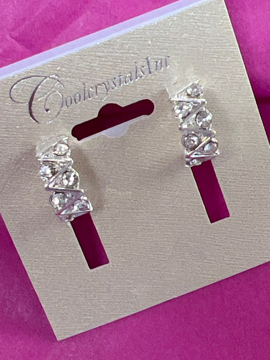 Silver Plating 15MM Rectangle Curve Clip Earrings- 25436C100