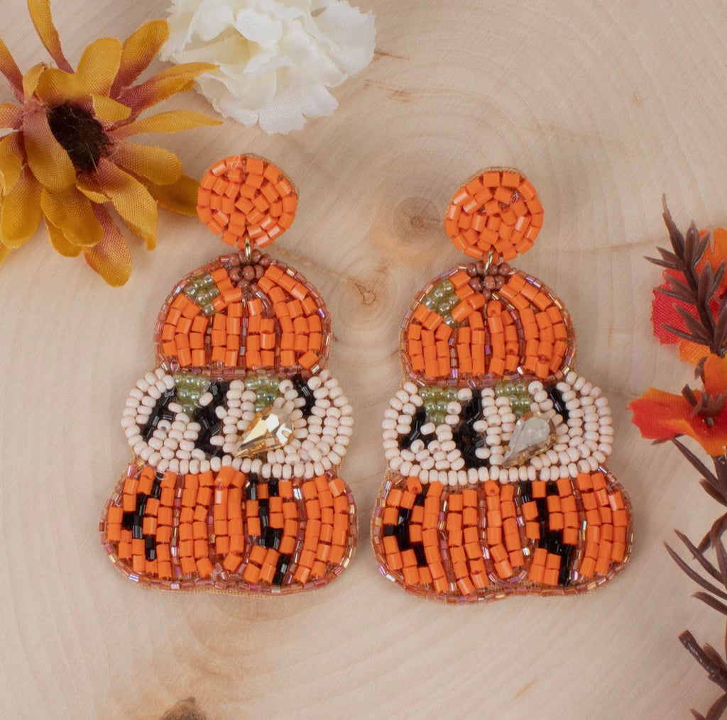 Beaded Pumpkin Earrings