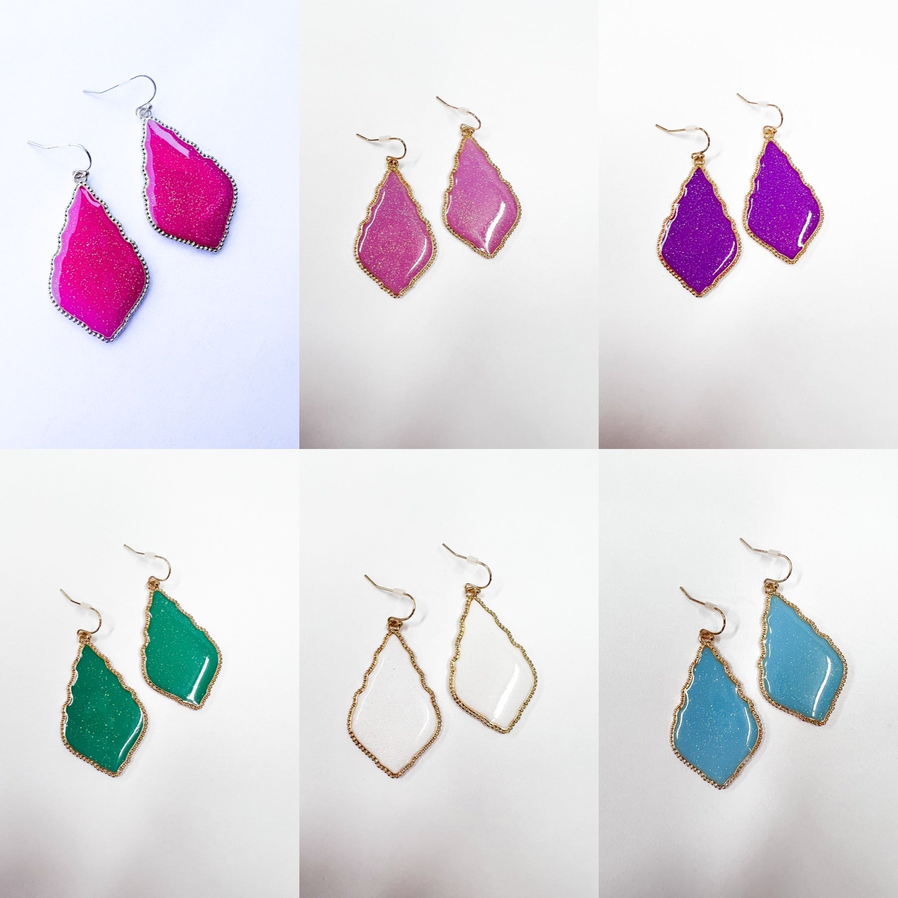 Glitter Tear Drop Earring