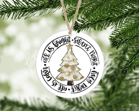 Silent Night Gold Christmas Tree Ornament