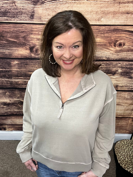Plus Half Zip Pullover, Ash Mocha