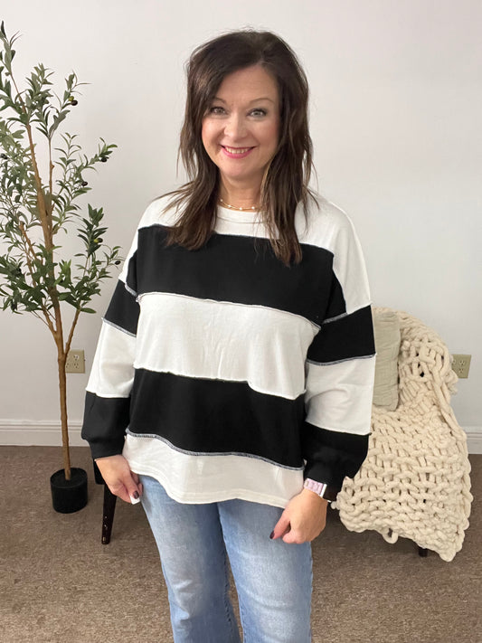 Weekend Stripe French Terry Top