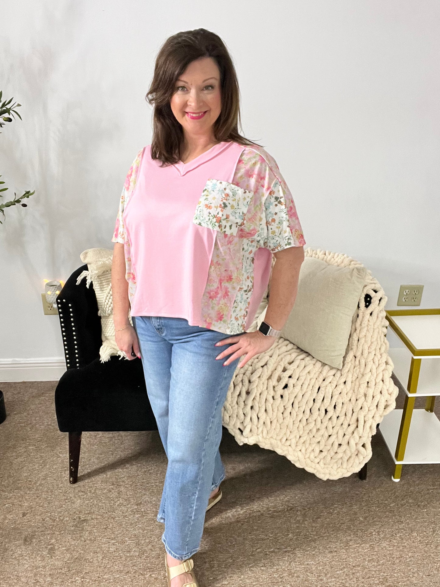Sweet Moments Floral Contrast Top