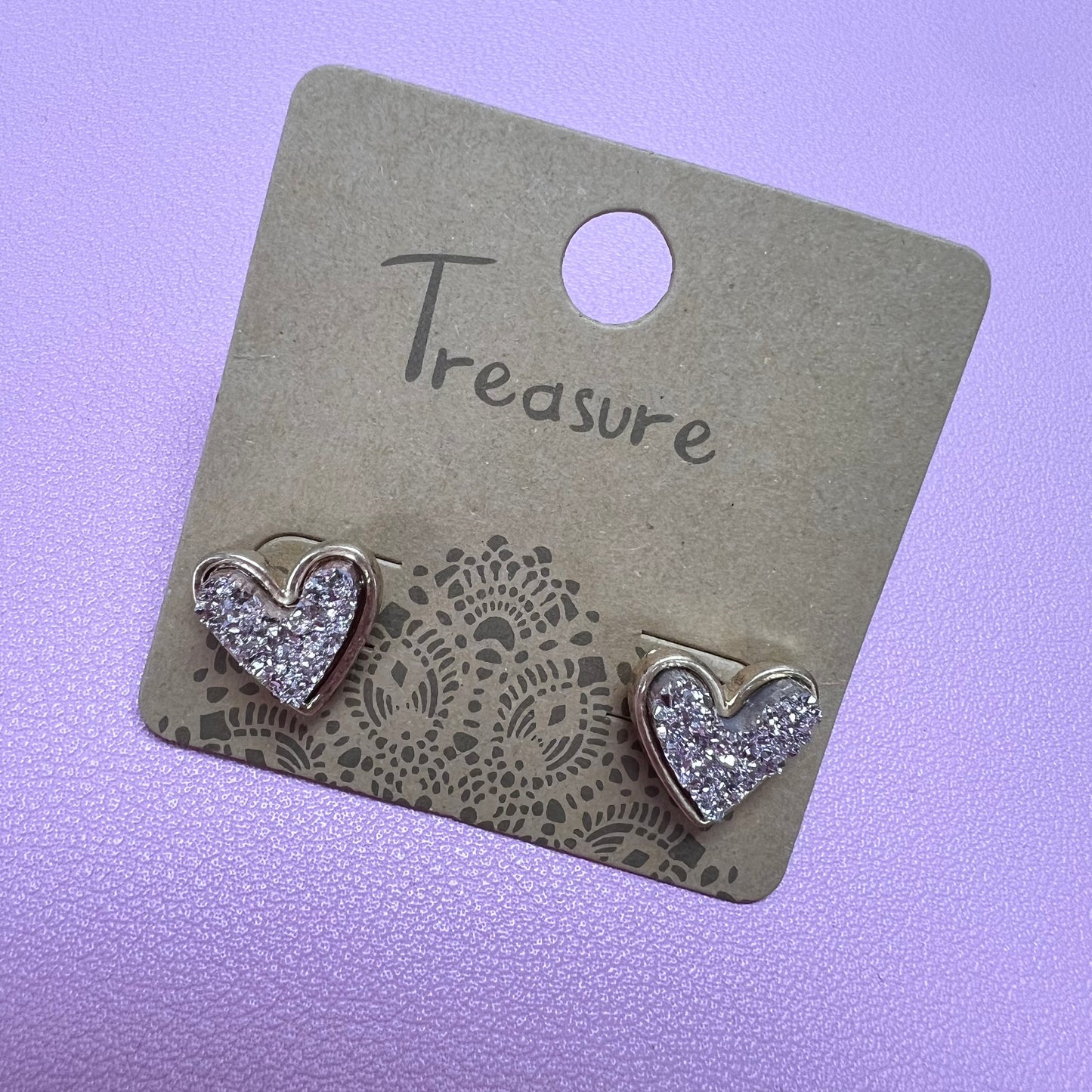 Dainty Heart Druzy Studs