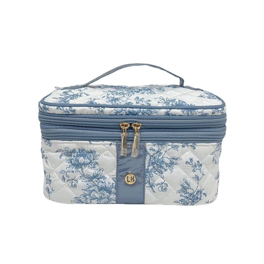 Cosmetic Diamond Glambox Makeup Bag Frosted Sky Blue Floral 