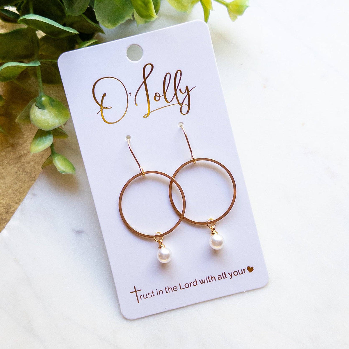 Gold Hoop & Pearl Dangle Earrings