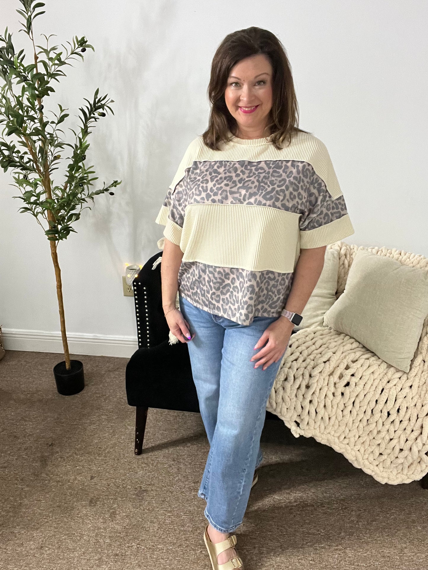 Wild Side Color Block Leopard Top