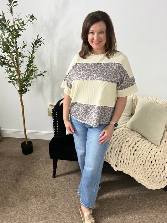 Wild Side Color Block Leopard Top