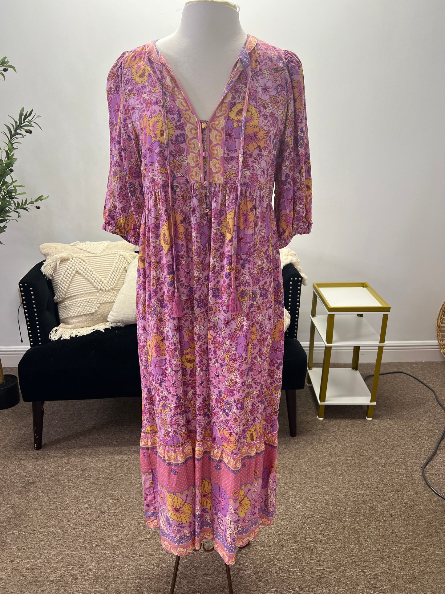 Floral Print Maxi Dress, Pink