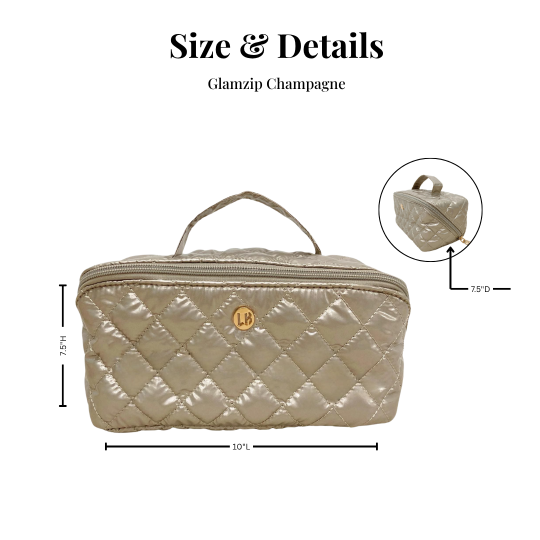 Cosmetic Diamond Makeup Travel Bag GlamZip Champagne