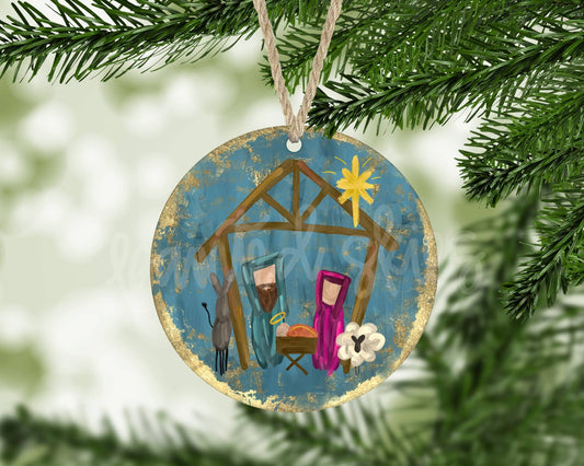 Nativity Manger Scene Christmas Ornament