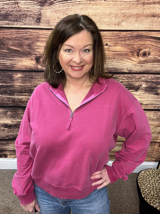 Plus Half Zip Pullover, Dark Red