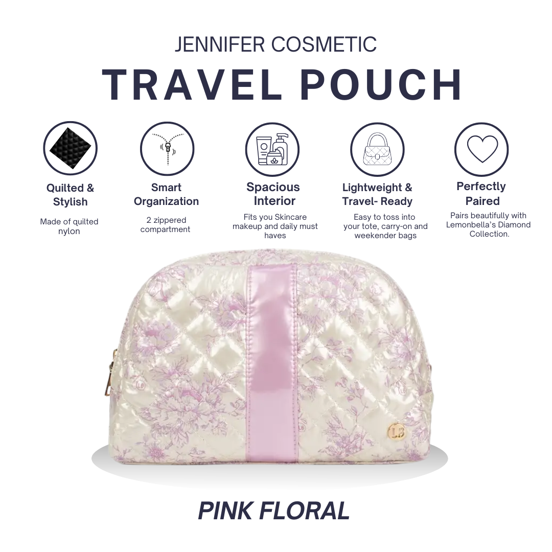 Cosmetic Makeup Bag Travel Pouch Pink Floral