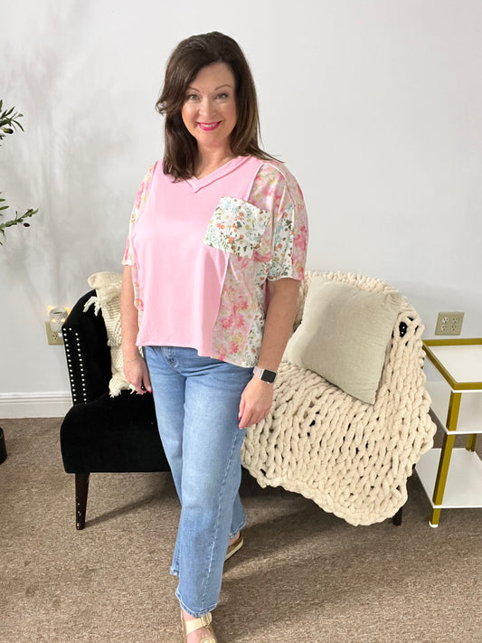 Sweet Moments Floral Contrast Top