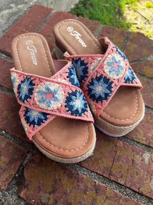 Espadrilled Platform Crochet Sandal